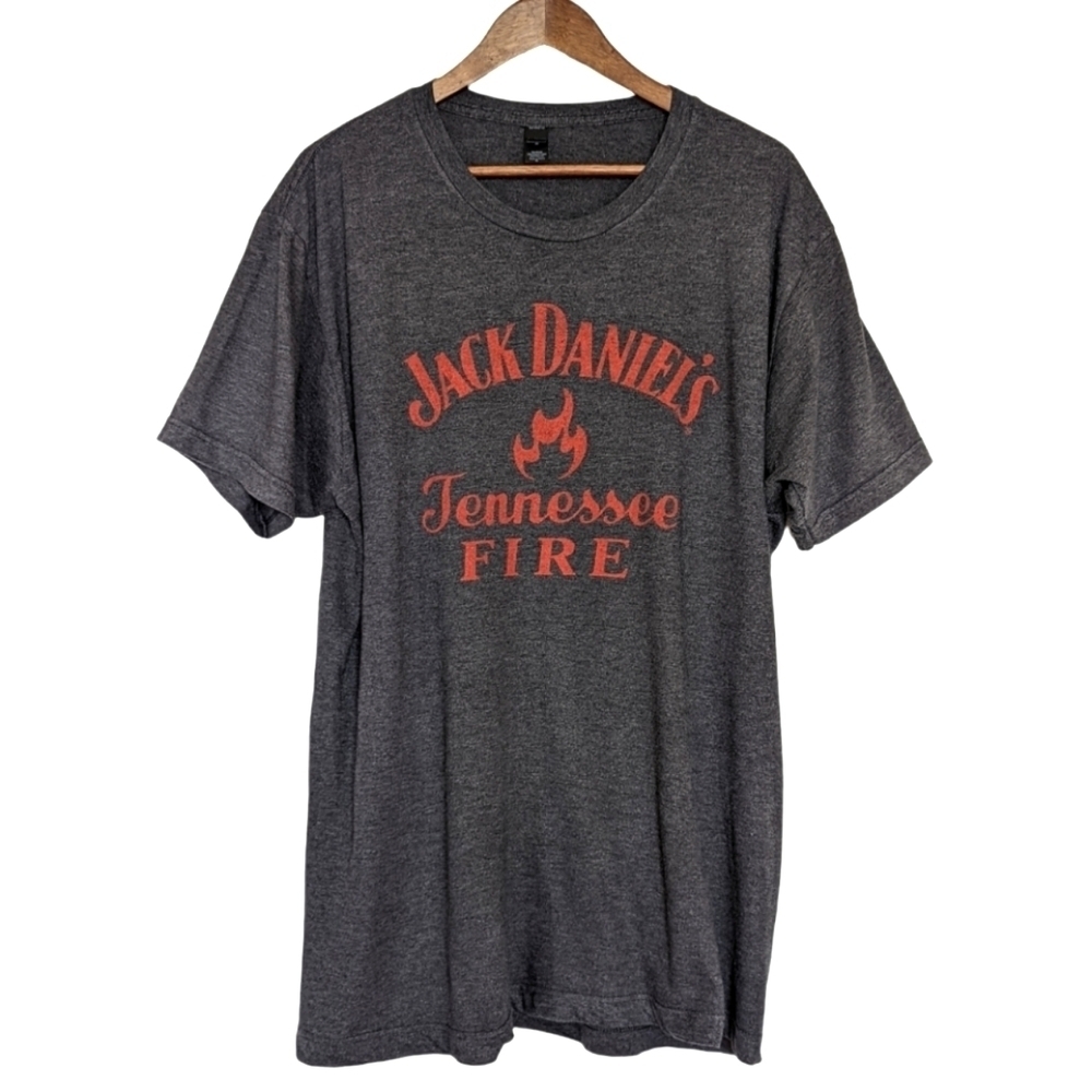 Jack Daniel's Tennessee Fire Men's Gray Short Sleeve T-Shirt Size XL